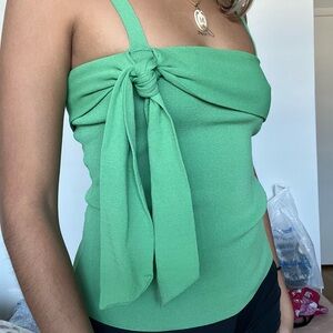 SOLD | Ann Taylor LOFT Green Top featuring tie knot detail.
